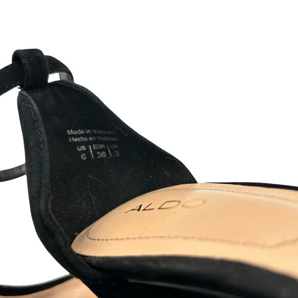 ALDO Black Suede‎ Ankle Strap High Heel Sandals Evening Party Shoes Size 6 - Picture 4 of 9